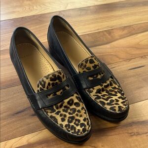 Women’s Cole Haan Leopard Print Penny Loafers in Black